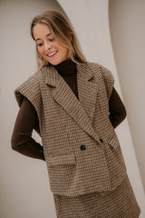 Ila ruit gilet camel/black