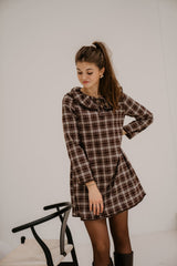 Jilda Ruffle Check Dress Maron
