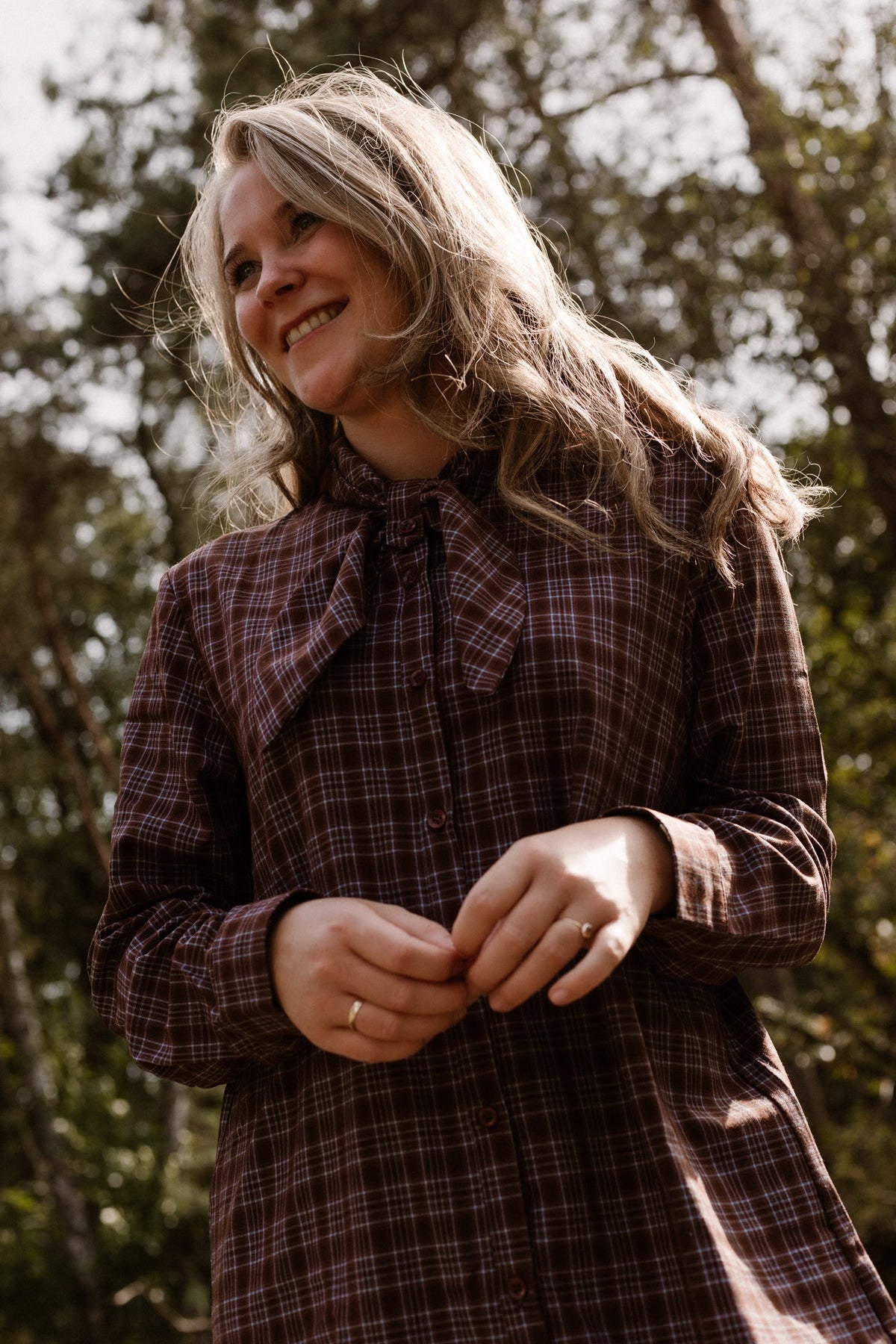 Jola check dress blue/brown - Bij Keesje - Bij Keesje - Jurk