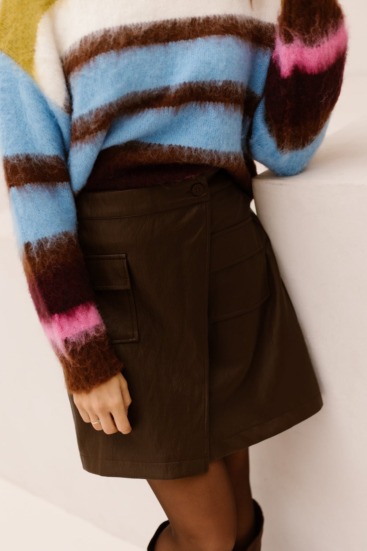 Joleine leatherlook skirt darkbrown - Bij Keesje - Bij Keesje - Rok
