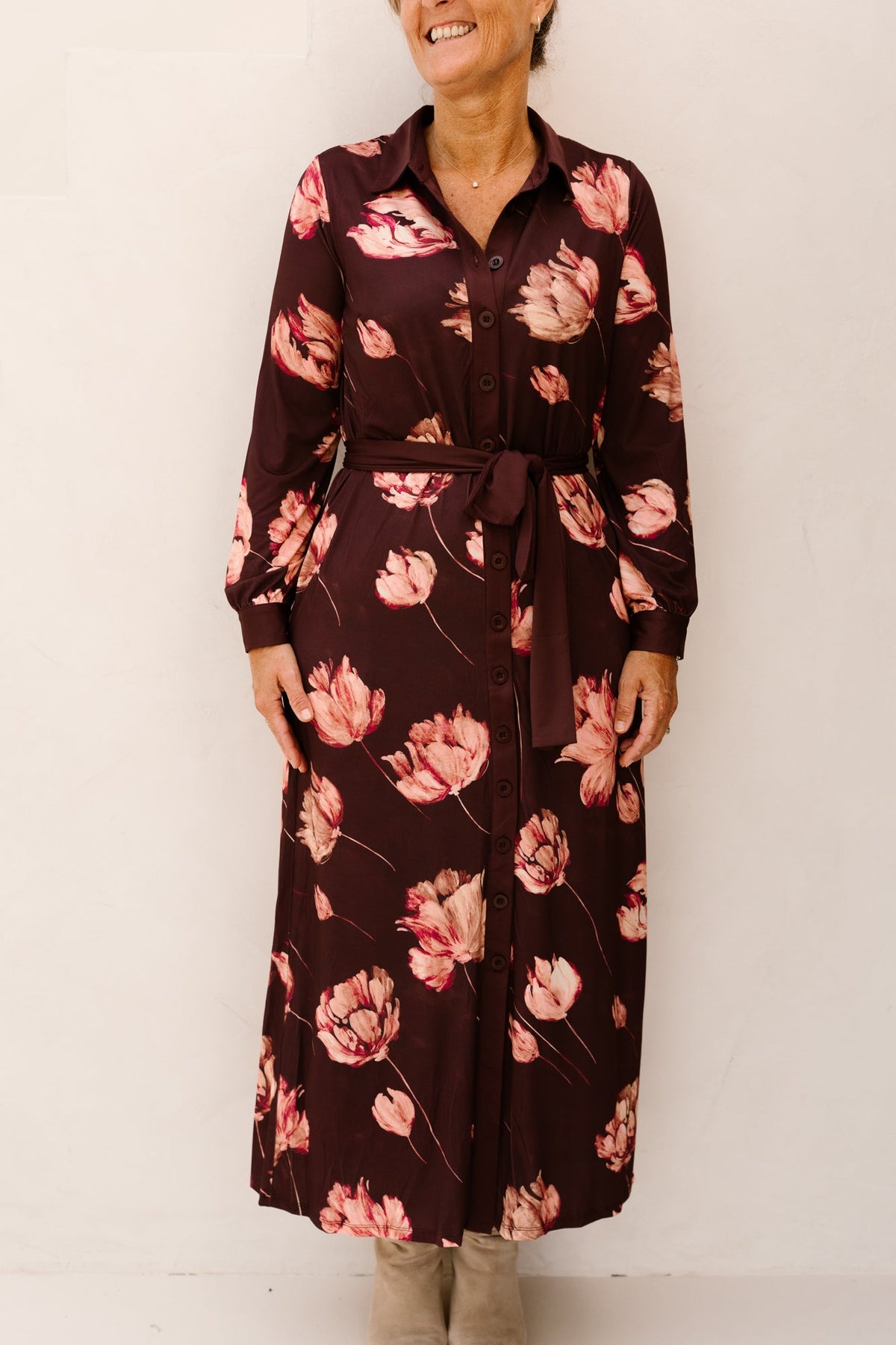 K-Design Hemdjurk met bloemenprint D112 - Bij Keesje - K-design - jurk
