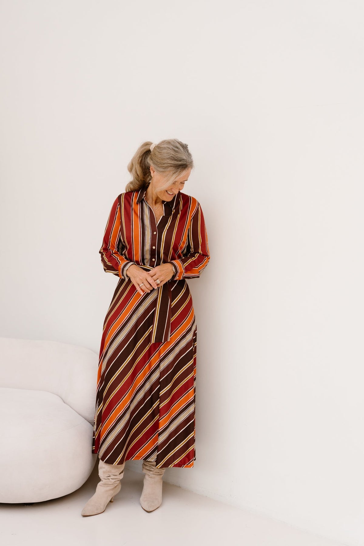 K-Design Maxi Jurk Met Strepen D310 - Bij Keesje - K-design - Jurk