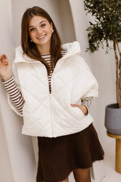 Karo bodywarmer ecru - Bij Keesje - Bij Keesje - Gilet