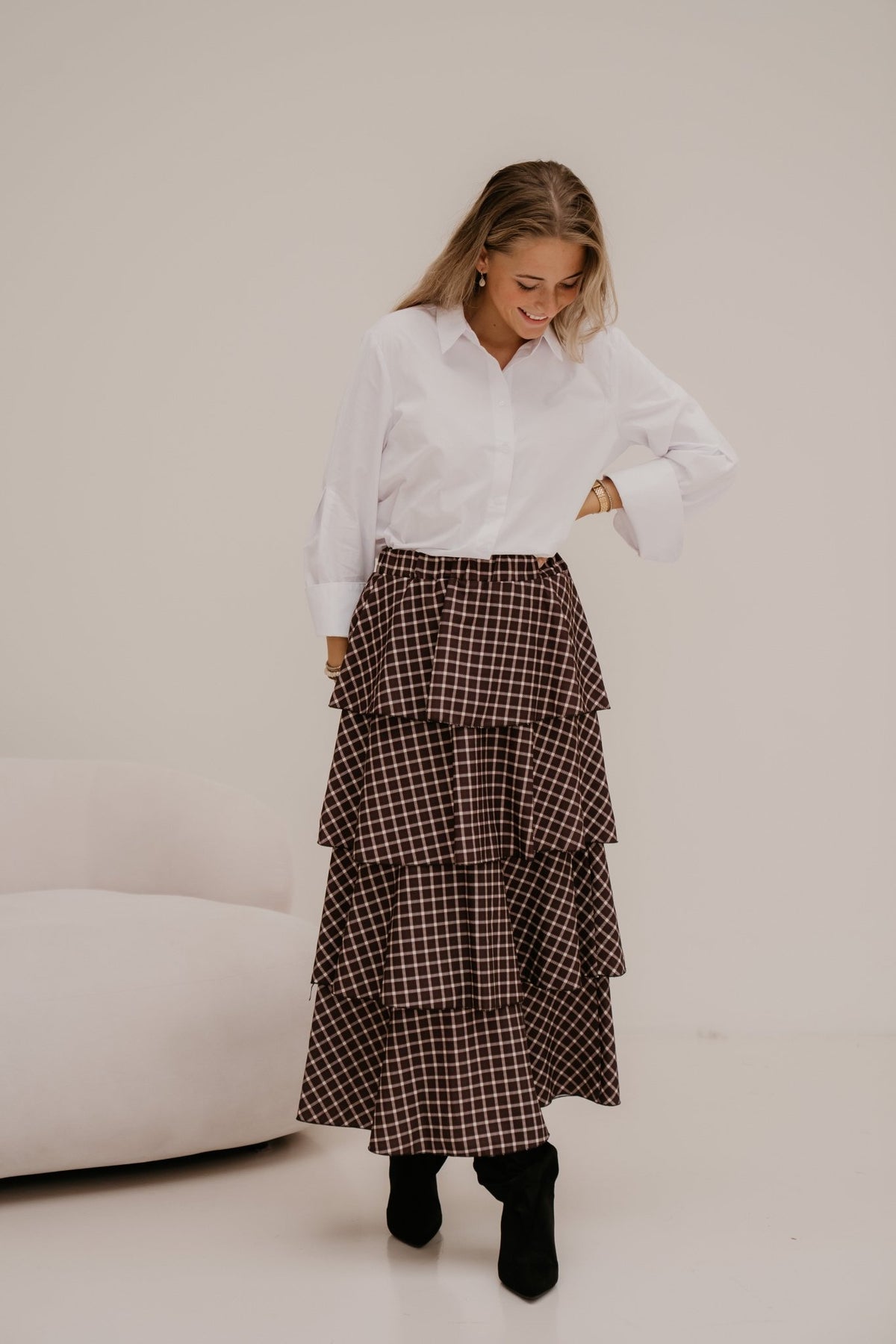 Katrin skirt ruit brown - Bij Keesje - Bij Keesje - Rok
