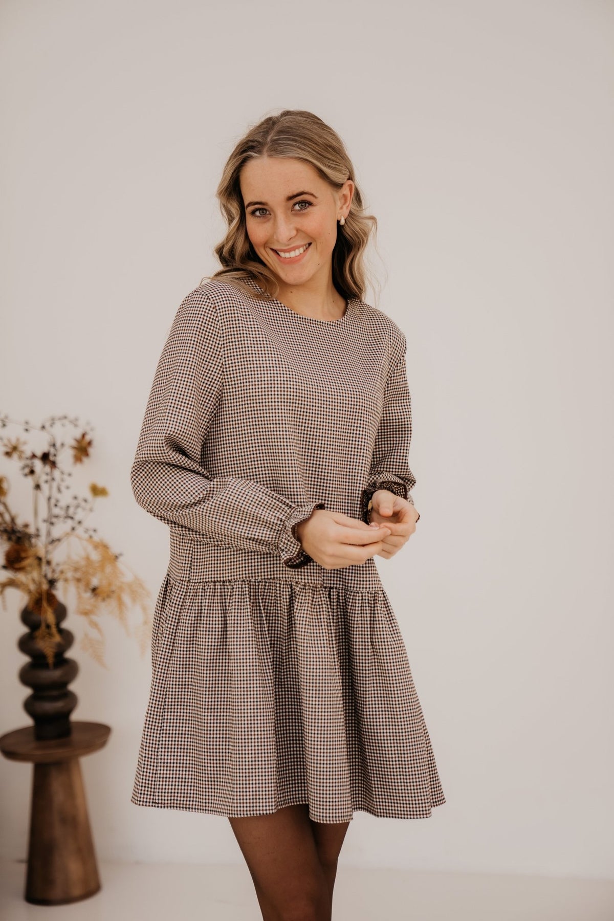 Katy check dress bordeaux - Bij Keesje - Bij Keesje - Jurk