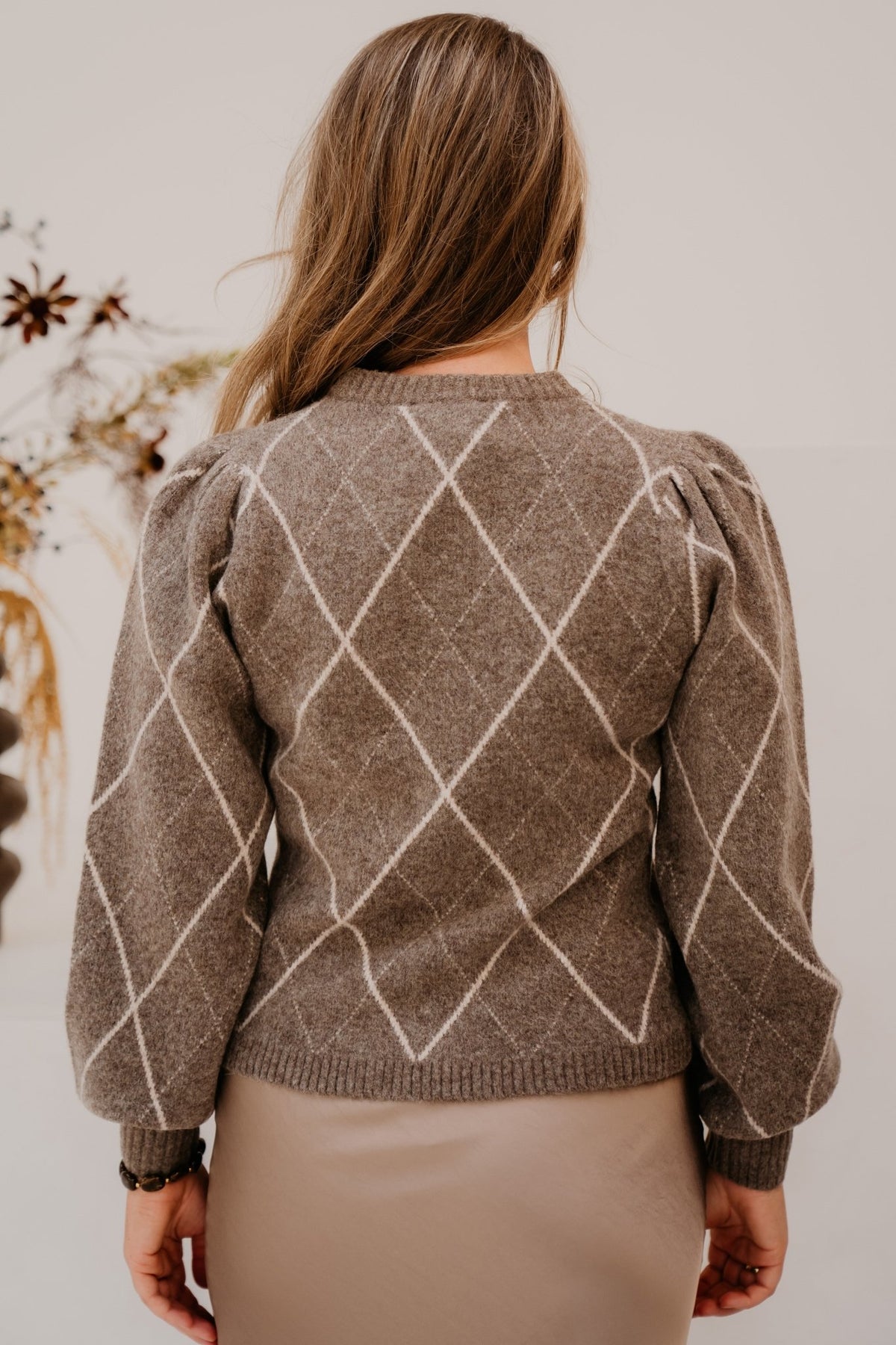 Koteas Check Knit Cardigan Taupe - Bij Keesje - Neo Noir - Trui
