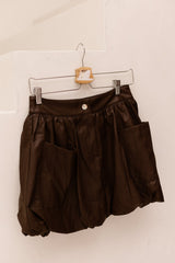 Leatherlook balloon skirt brown