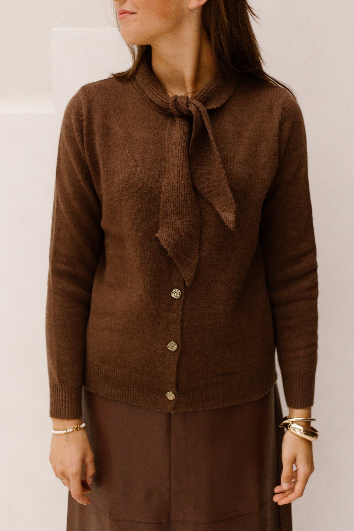 Liora knitting cardigan - Dark earth - Bij Keesje - G-maxx - vest