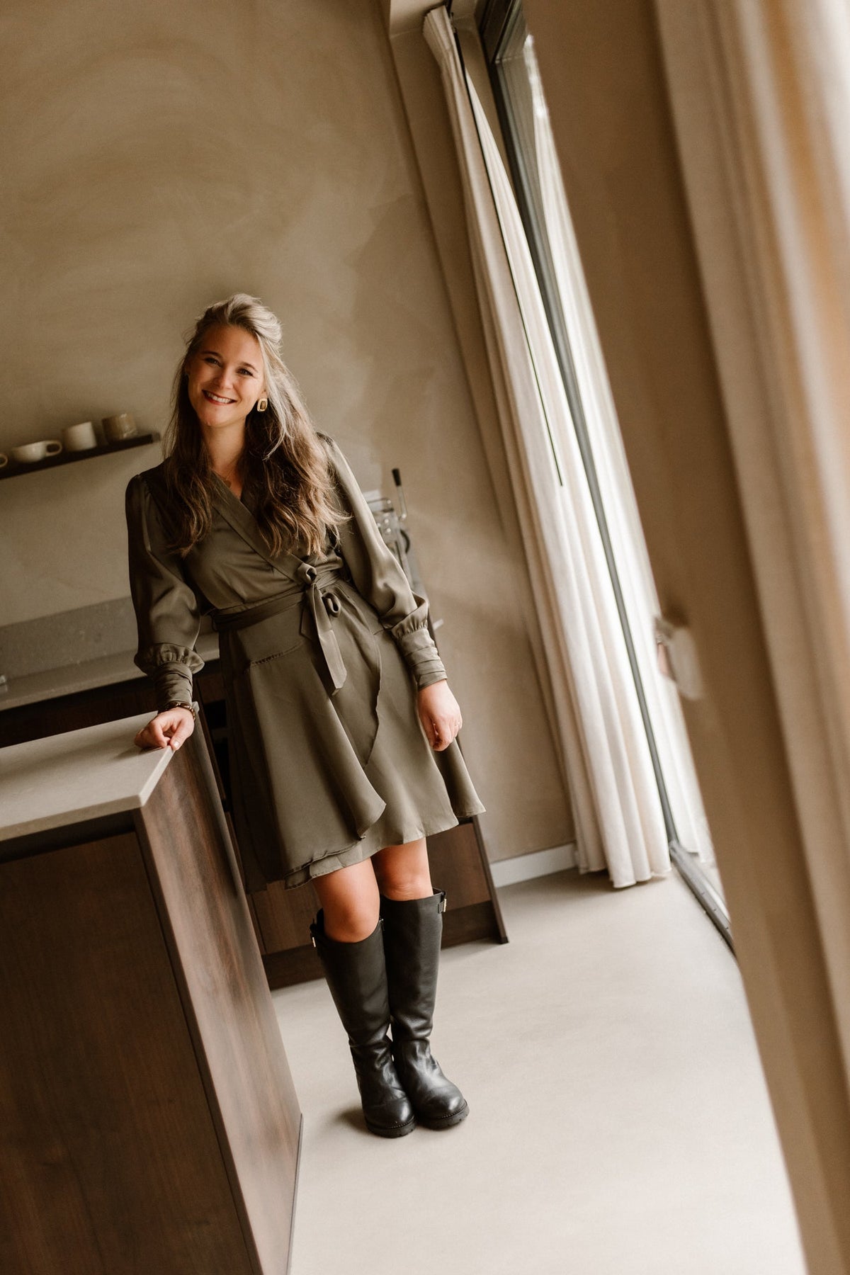Lisa Sateen Dress Armygreen - Bij Keesje - Bij Keesje The Label - Jurk