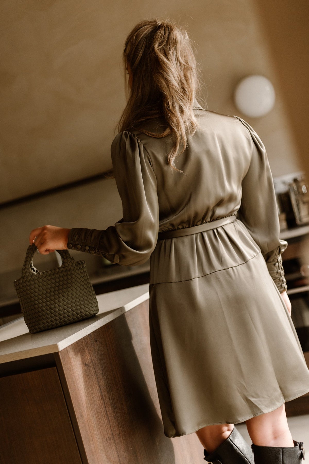 Lisa Sateen Dress Armygreen - Bij Keesje - Bij Keesje The Label - Jurk