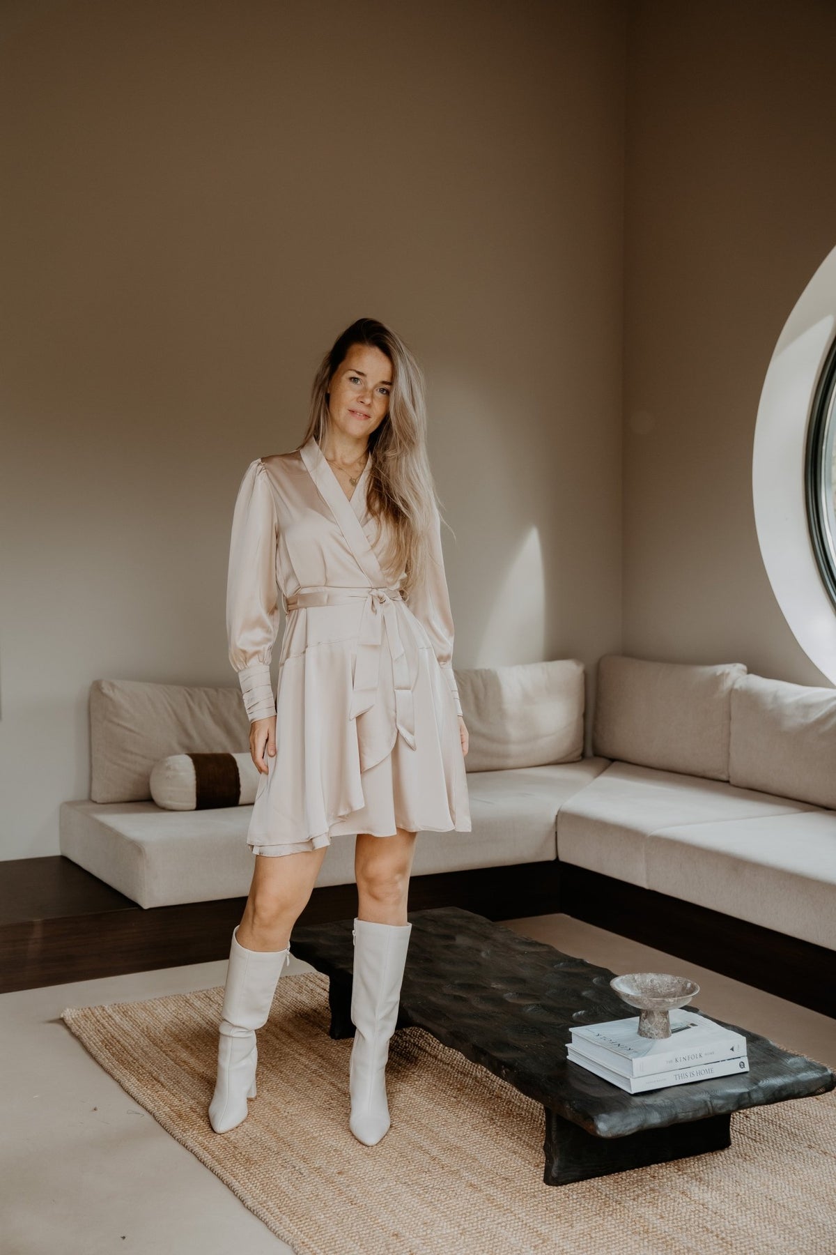 Lisa Sateen Dress Beige - Bij Keesje - Bij Keesje The Label - Jurk