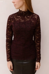 Liza laceflower blouse burgundy