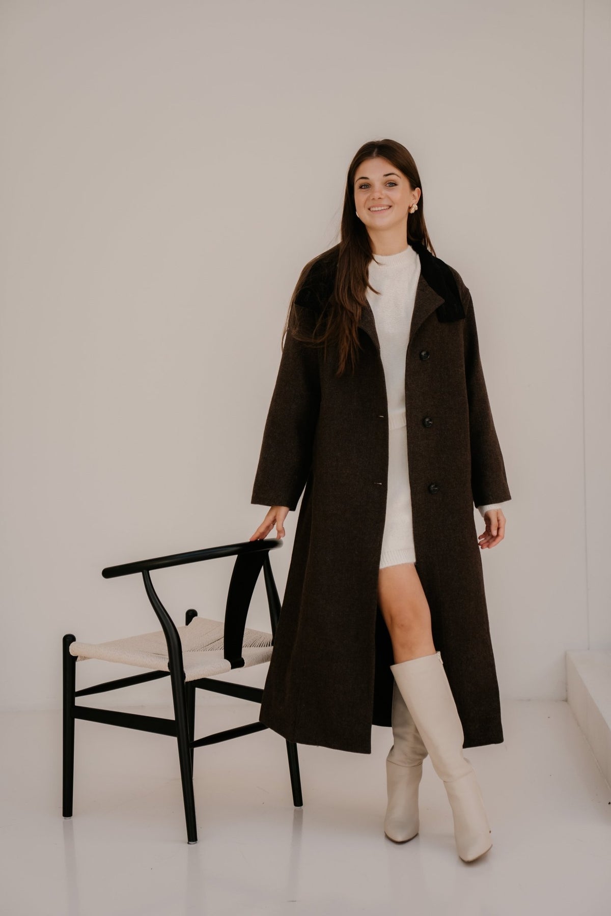 Marcel Mini Check Coat Brown - Bij Keesje - Neo Noir - Jas
