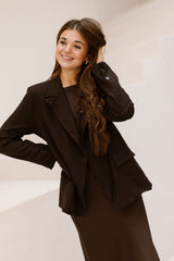Maria dark check blazer
