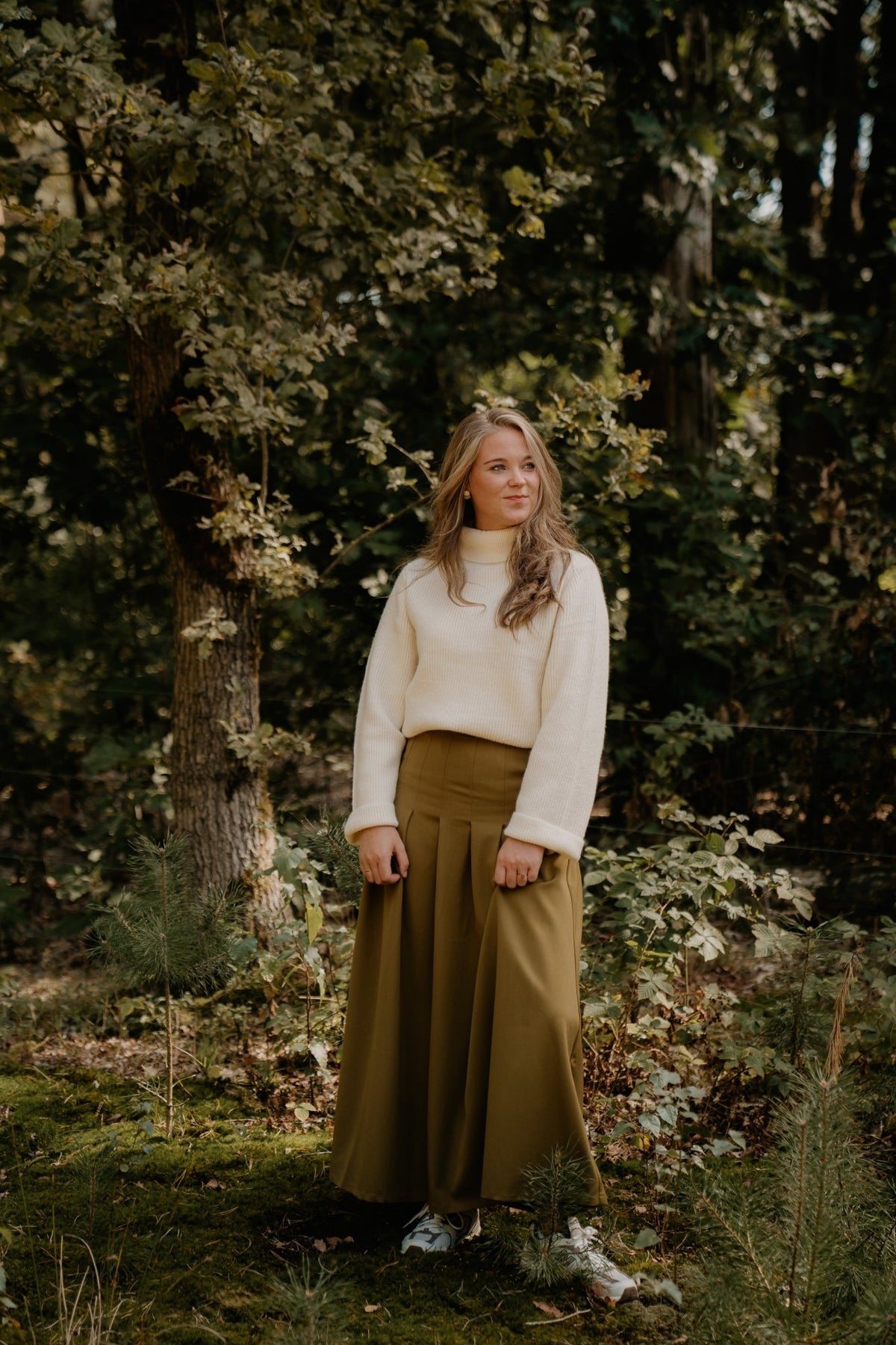 Mariella Plooirok Lang Mosgroen - Bij Keesje - Bij Keesje The Label - Rok