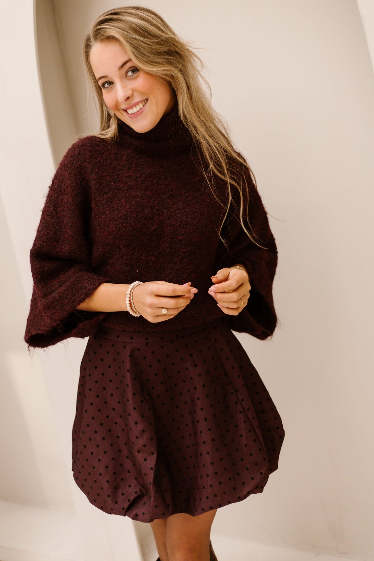 MenorcaW6 balloon skirt burgundy - Bij Keesje - Aimée the Label - Rok