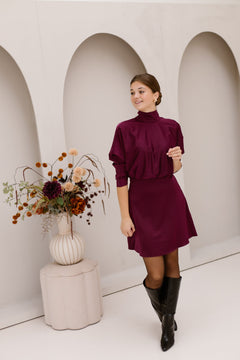 Merle Dress Satin Plum - Bij Keesje - Bij Keesje - Jurk
