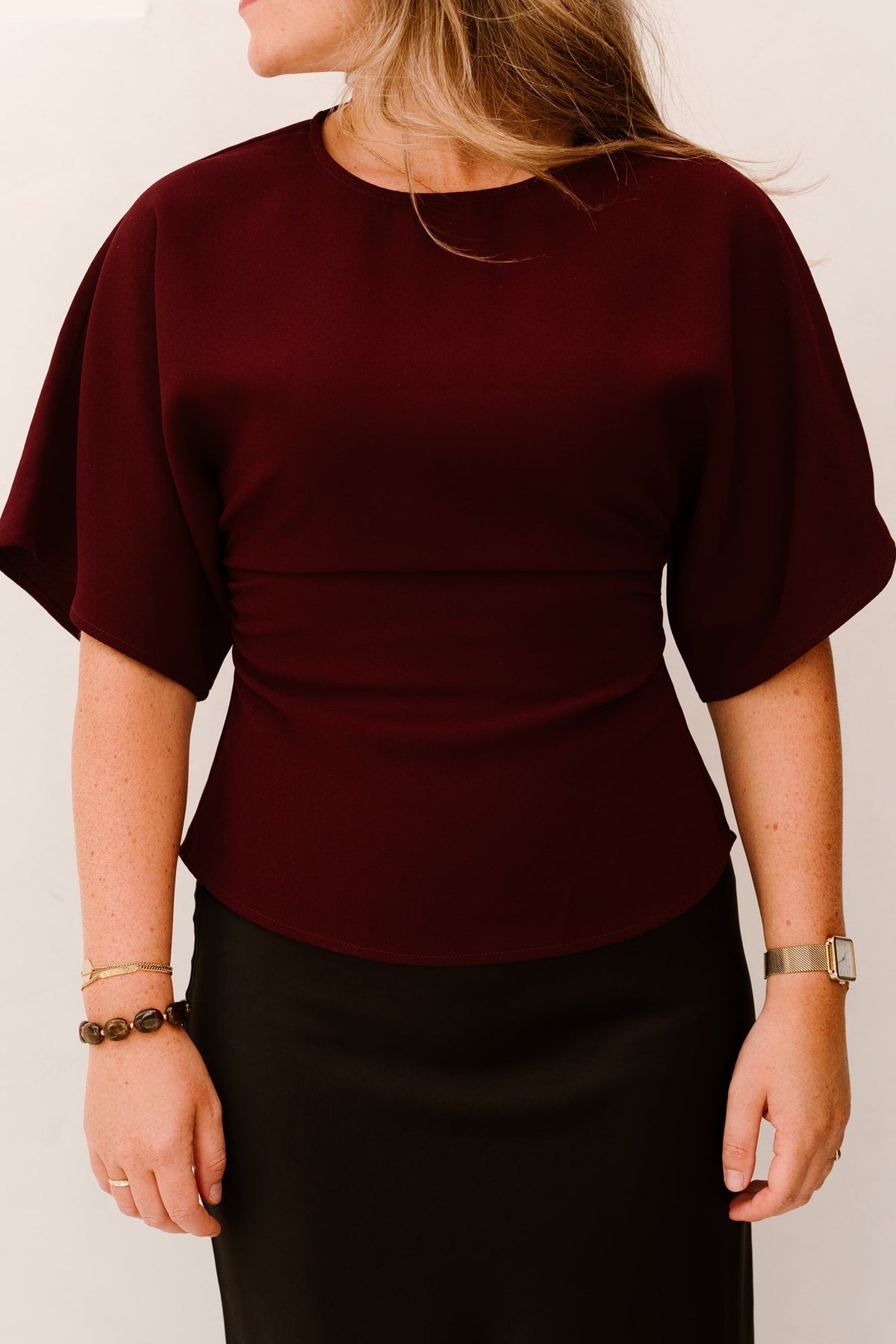 Miriel Drape Blouse Plum - Bij Keesje - Neo Noir - Blouse