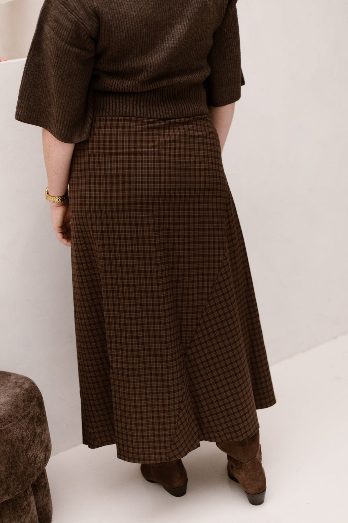 Mitty Skirt Devana Brown Check - Bij Keesje - Noella - Rok