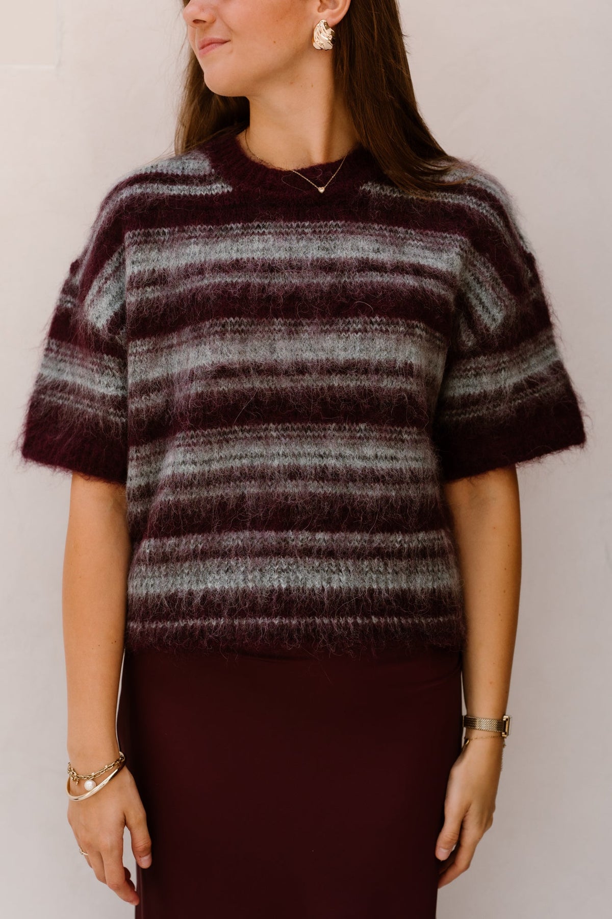 MSCHLycie 2/4 Pullover STP Purple-Gray - Bij Keesje - MSCH Copenhagen - Trui