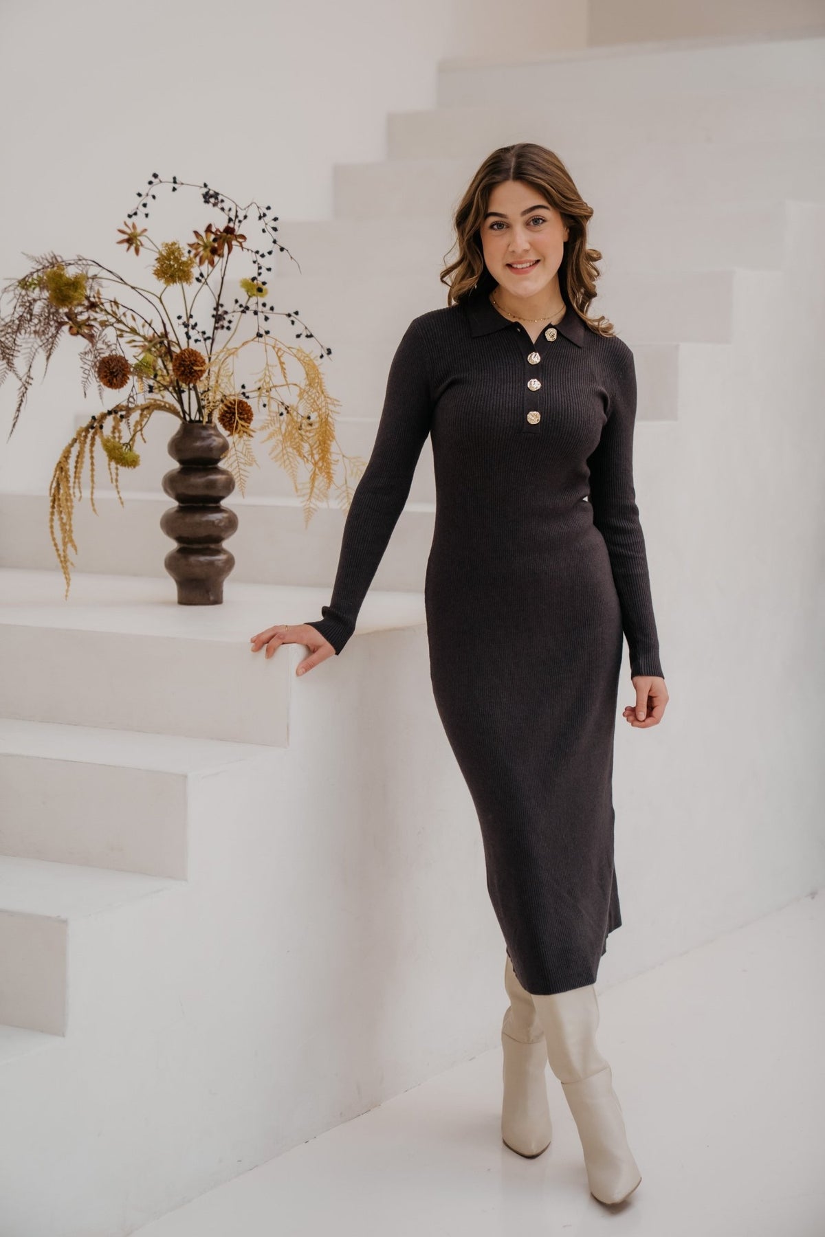 Nabola dress Anthracite - Bij Keesje - Ange - Jurk
