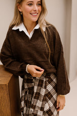 Nadia Blusenpullover Dunkelbraun