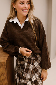 Nadia blouse sweater Darkbrown - Bij Keesje - Bij Keesje - Trui