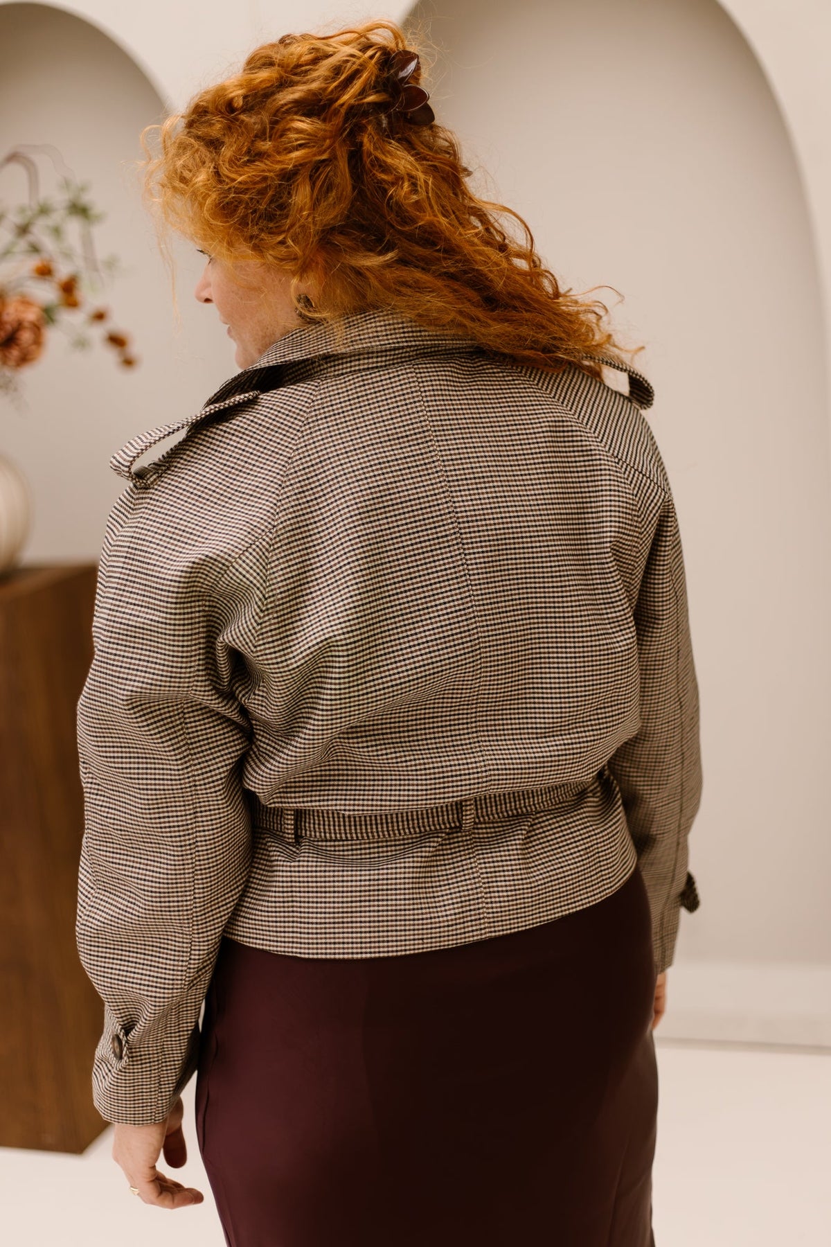 Nelissa check jacket taupe - Bij Keesje - Bij Keesje - Jas