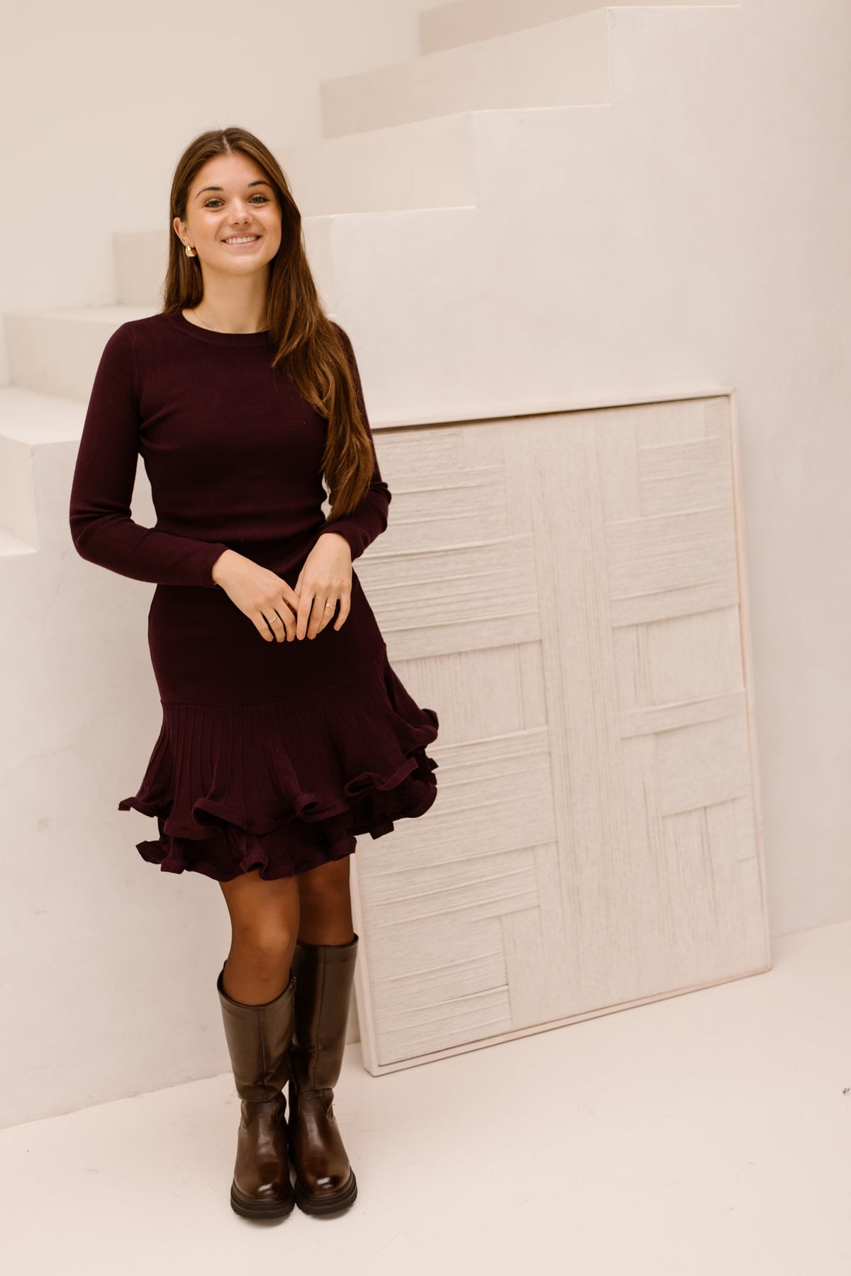 Ninne dress burgundy - Bij Keesje - Bij Keesje - Jurk