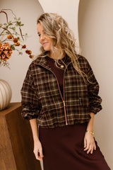 Noura check jacket burgundy