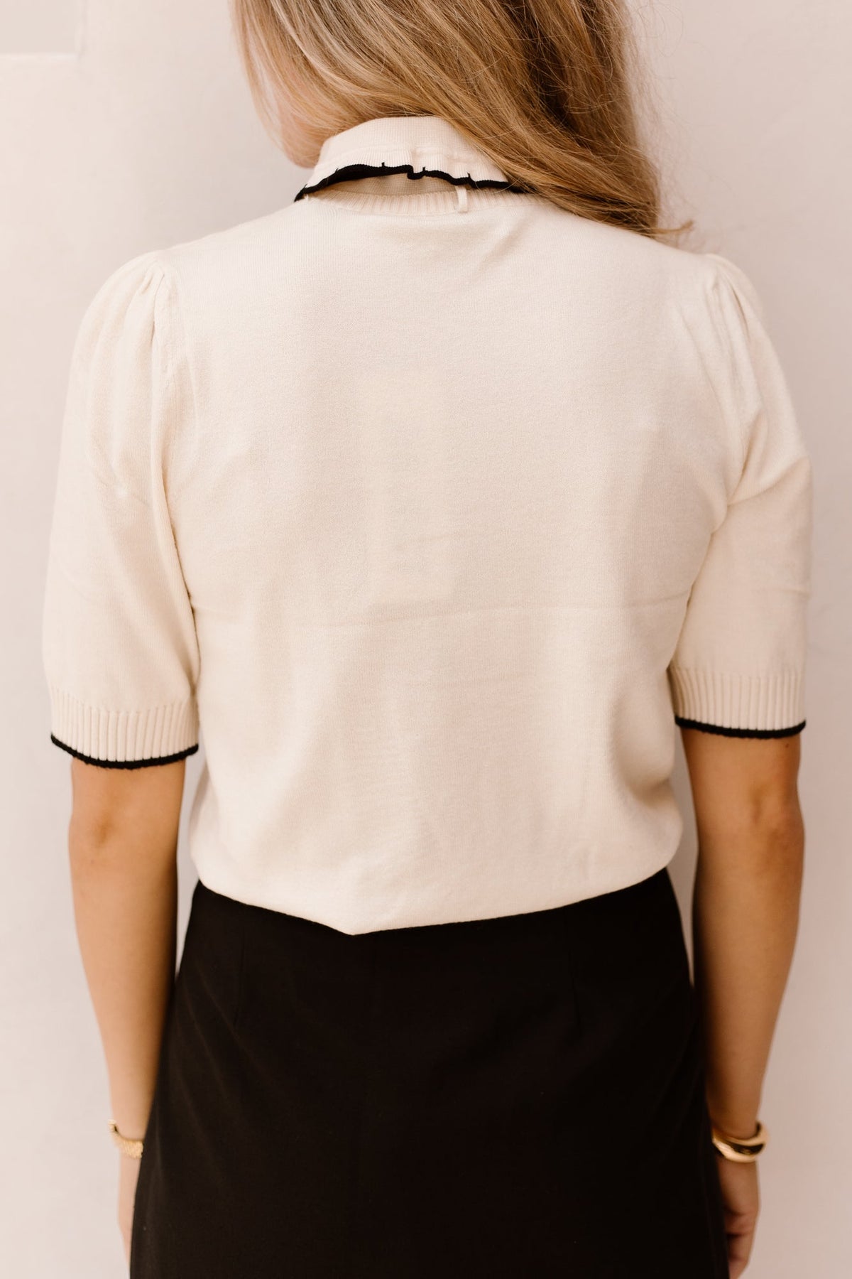 Objdolly Thess Re Knit Pullover Birch/Black - Bij Keesje - Object - top