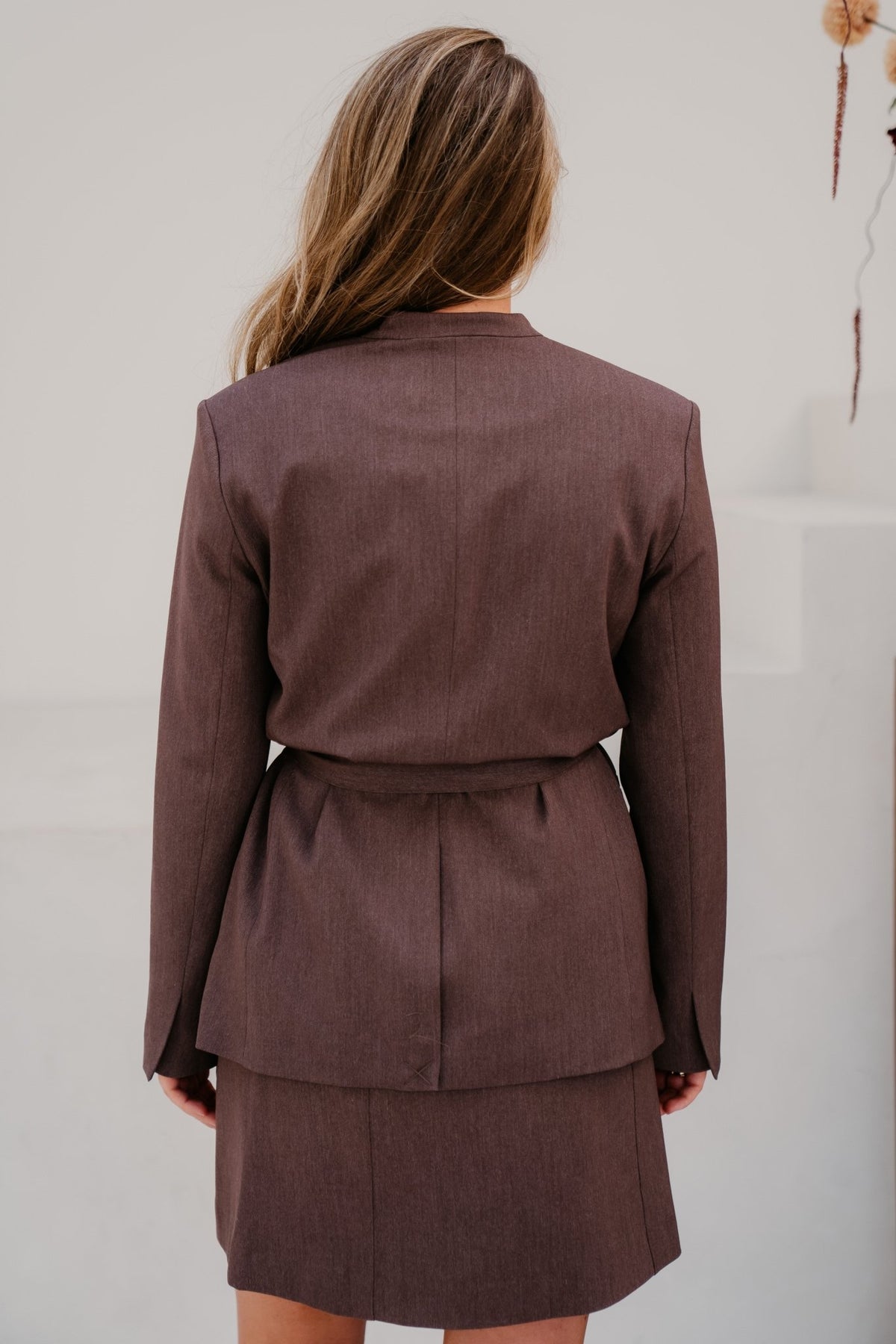 Objlisa LO L-S Belt blazer brown - Bij Keesje - Object - Blazer