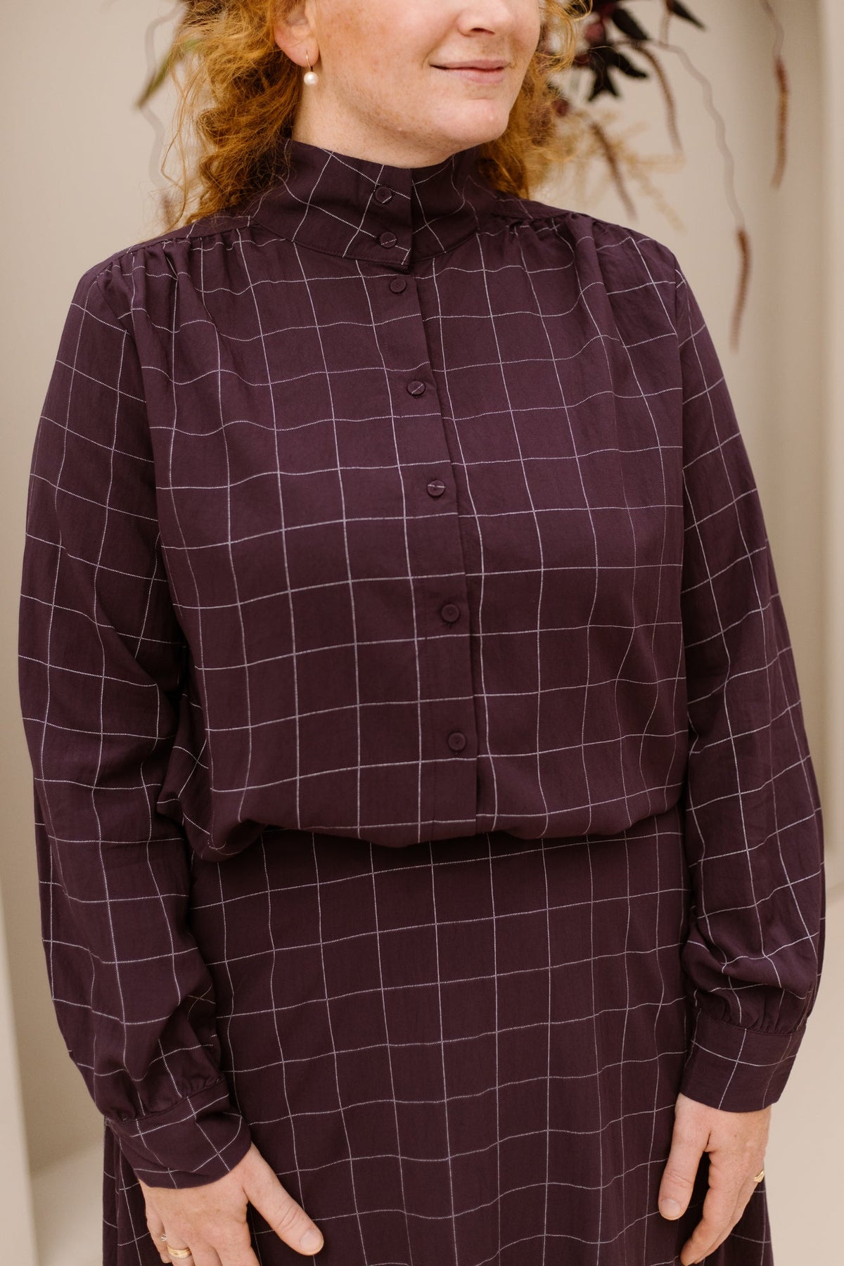 Objliva L/S Shirt Plum/Check - Bij Keesje - Object - Blouse