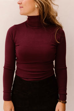 Objthess Rollneck Knit Pullover Wine/Melange - Bij Keesje - Object - top