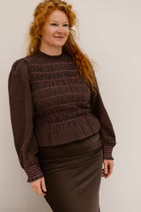 Oliana karierte Bluse Braun