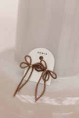 BOW19 Earrings Pearl Bow Brown