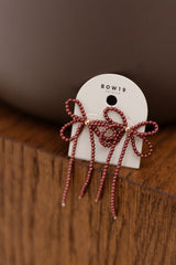 BOW19 Earrings Pearl Bow Burgundy