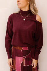 Pullover opstaande kraag / off shoulder Maroon