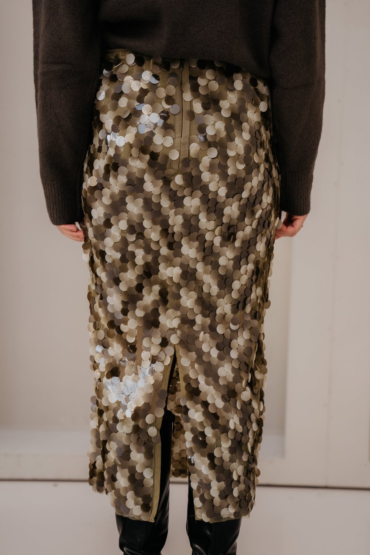 RheaCC Sequin skirt Dusty Army - Bij Keesje - Co'couture - Rok