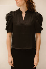 Roella heavy sateen blouse black
