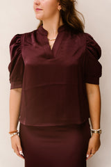 Roella Heavy Sateen Blouse Burgundy
