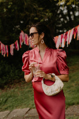 Roella heavy sateen blouse cherry pink
