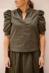 Roella poplin blouse Army