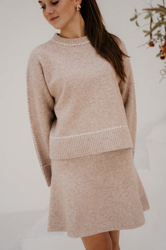 Roeme knit stitch blouse beige melange - Bij Keesje - Neo Noir - Trui