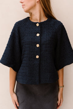 Rosella Boucle Mini Jacket Navy - Bij Keesje - Neo Noir - Blouse