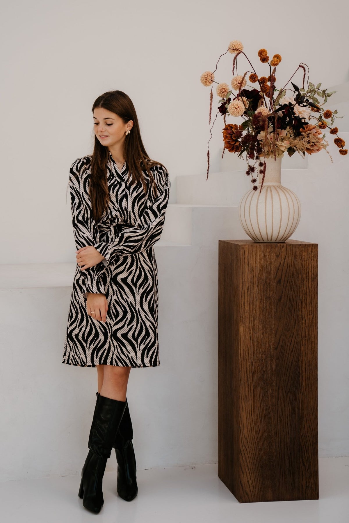 Sedona Dress Sand/Black - Bij Keesje - G-maxx - Jurk