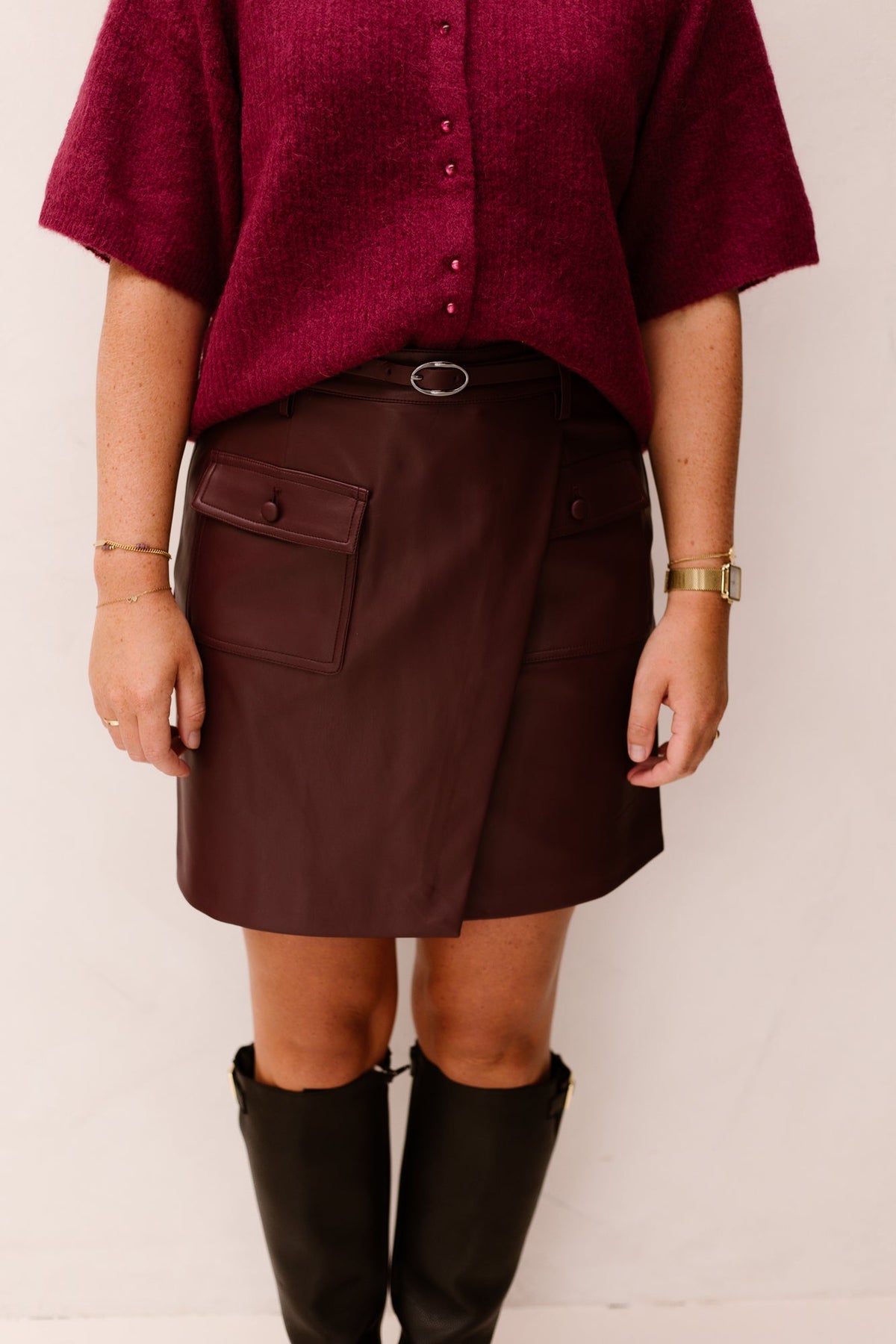 Skirt PU Merlot 11507 - Bij Keesje - Esqualo - Rokken