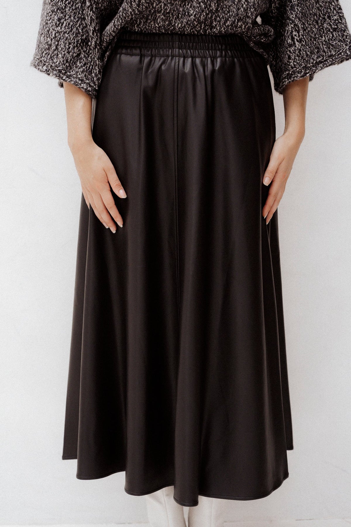 Skirt Wide PU Dark Grey - Bij Keesje - Esqualo - Rok
