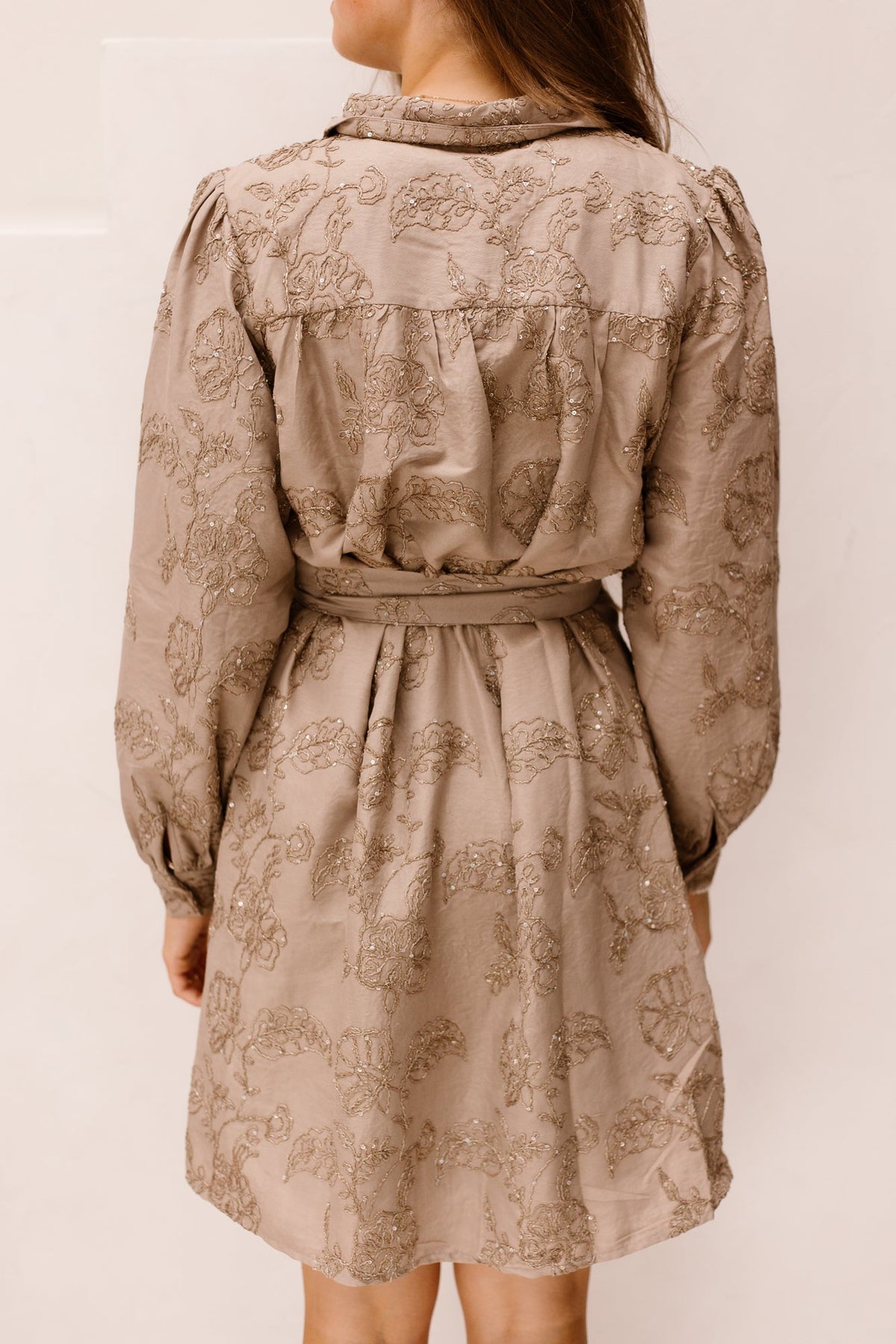 SL Dress flower 3d glitter taupe - 26589 - Bij Keesje - Smashed Lemon - jurk