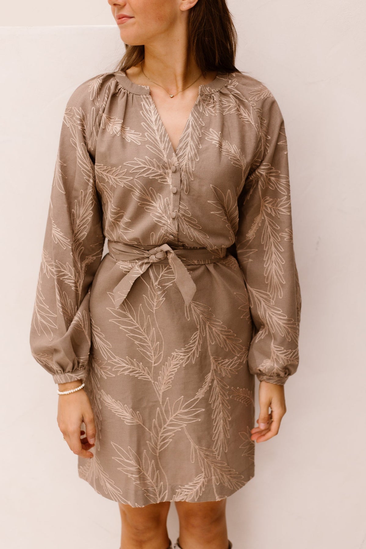 SL Dress flower 3d taupe - 26576 - Bij Keesje - Smashed Lemon - jurk
